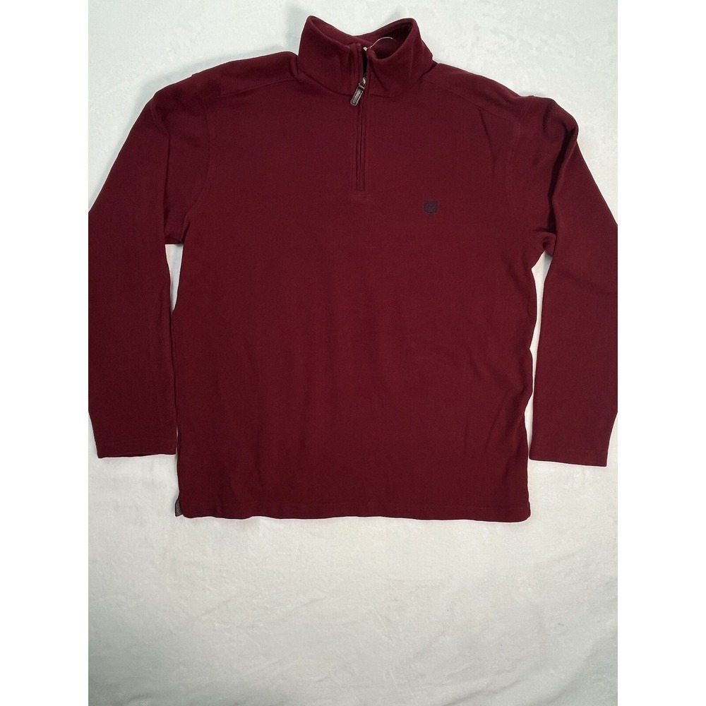 CHAPS Mens L‎ Sweater Quarter Zip Maroon Red 100% Cotton